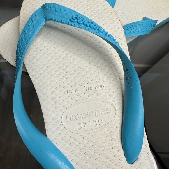 Havaianas White Blue Women's Slippers (6) - Picture 3 of 4